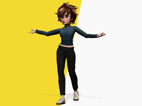 Mother Cartoon Woman Rigged RealTime girl 3D 3D मॉडल