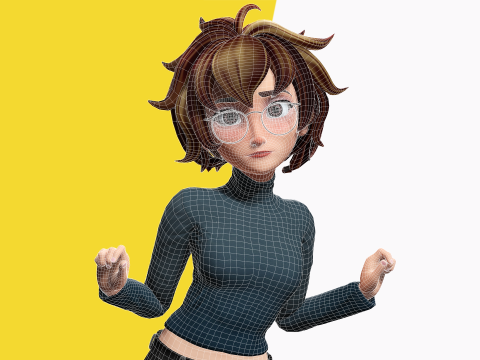 Mother Cartoon Woman Rigged RealTime girl 3D 3D मॉडल