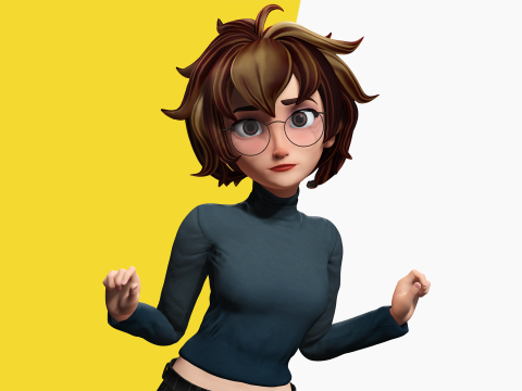 Mother Cartoon Woman Rigged RealTime girl 3D 3D मॉडल