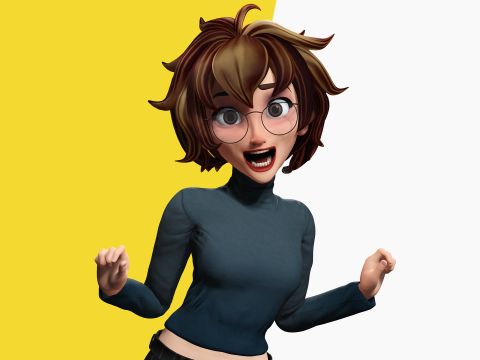 Mother Cartoon Woman Rigged RealTime girl 3D 3D मॉडल