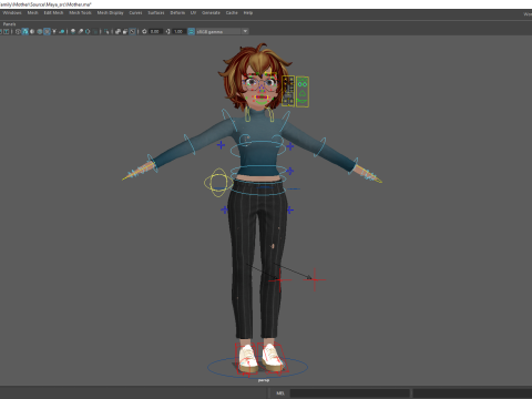 Mother Cartoon Woman Rigged RealTime girl 3D 3D मॉडल