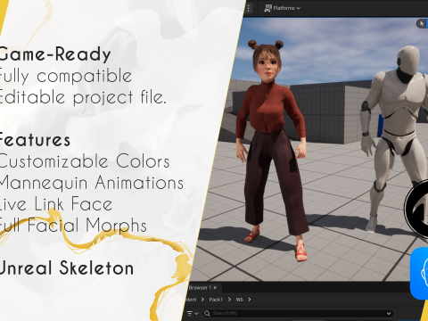 Mother Cartoon Woman Rigged RealTime girl 3D 3D मॉडल