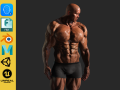 Realistic Male Bodybuilder 3D HQ Low-poly 3D Model