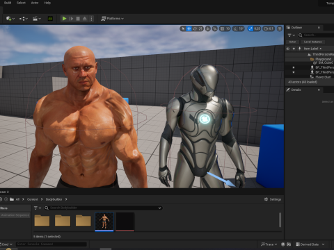 Realistic Male Bodybuilder 3D HQ Low-poly 3D Модель