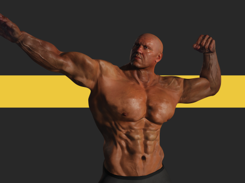 Realistic Male Bodybuilder 3D HQ Low-poly 3D Модель