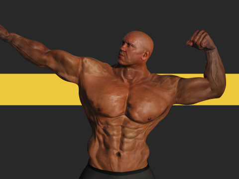 Realistic Male Bodybuilder 3D HQ Low-poly 3D Модель