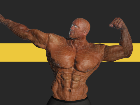 Realistic Male Bodybuilder 3D HQ Low-poly 3D Модель