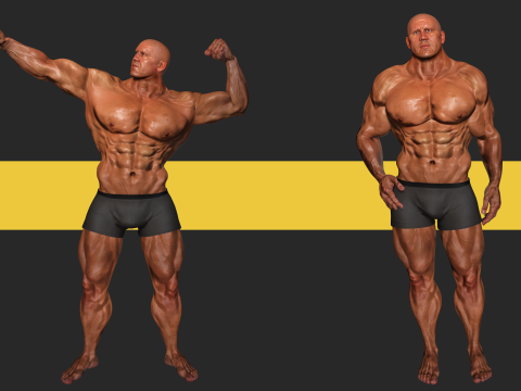 Realistic Male Bodybuilder 3D HQ Low-poly 3D Модель