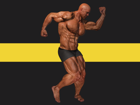 Realistic Male Bodybuilder 3D HQ Low-poly 3D Модель