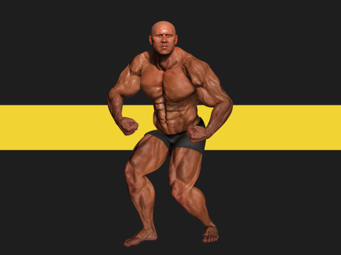 Realistic Male Bodybuilder 3D HQ Low-poly 3D Модель
