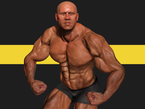 Realistic Male Bodybuilder 3D HQ Low-poly 3D Модель