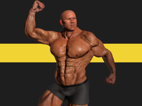 Realistic Male Bodybuilder 3D HQ Low-poly 3D Модель