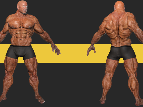 Realistic Male Bodybuilder 3D HQ Low-poly 3D Модель