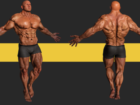 Realistic Male Bodybuilder 3D HQ Low-poly 3D Модель