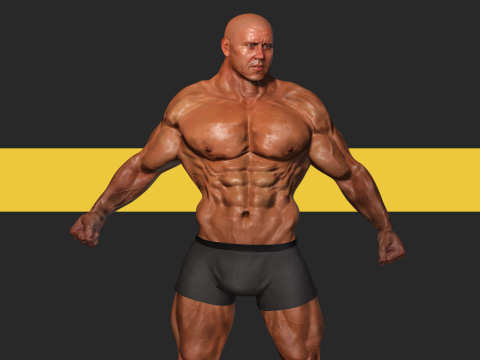 Realistic Male Bodybuilder 3D HQ Low-poly 3D Модель