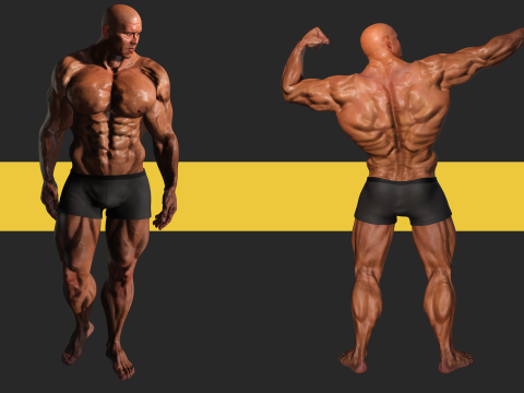 Realistic Male Bodybuilder 3D HQ Low-poly 3D Модель