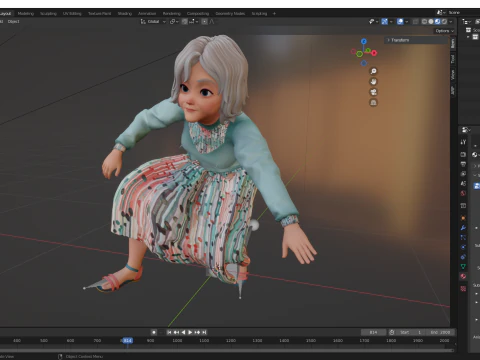 Grandma Cartoon Old Woman Rigged 3D Model