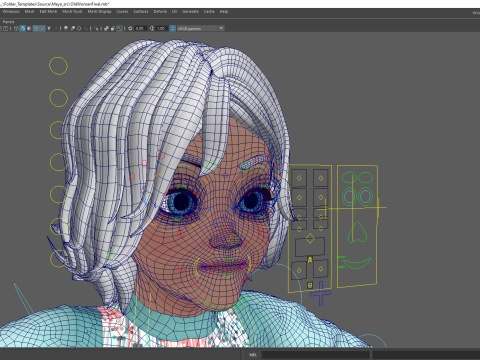 Grandma Cartoon Old Woman Rigged Modello 3D