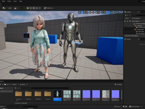 Grandma Cartoon Old Woman Rigged 3D Model