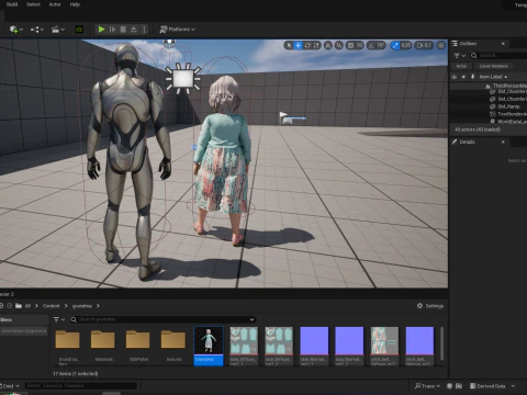 Grandma Cartoon Old Woman Rigged 3D Model