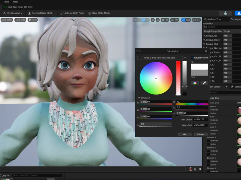 Grandma Cartoon Old Woman Rigged 3D Model