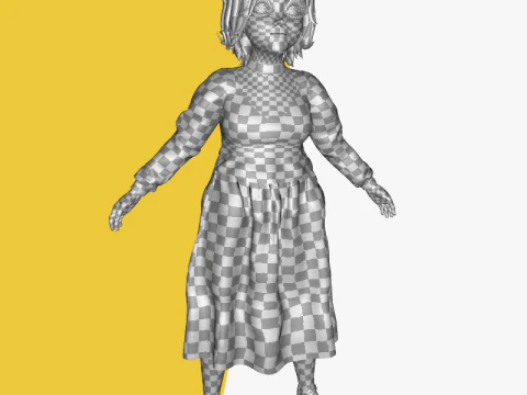 Grandma Cartoon Old Woman Rigged 3D Model