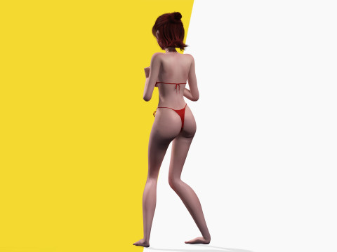 Prestige Red hair stylized cartoon 3D Woman Rigged 3Dモデル
