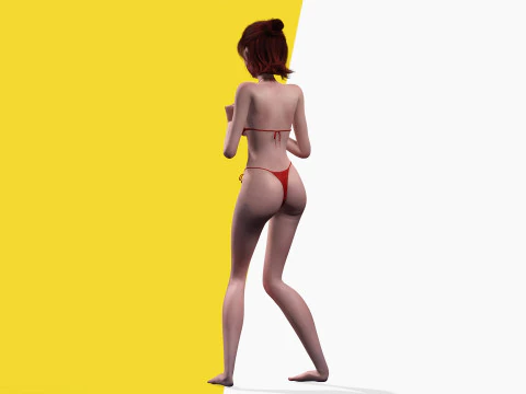 Prestige Red hair stylized cartoon 3D Woman Rigged 3D Model
