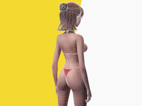 Prestige Red hair stylized cartoon 3D Woman Rigged 3Dモデル