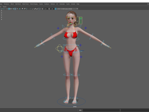 Prestige Red hair stylized cartoon 3D Woman Rigged 3Dモデル