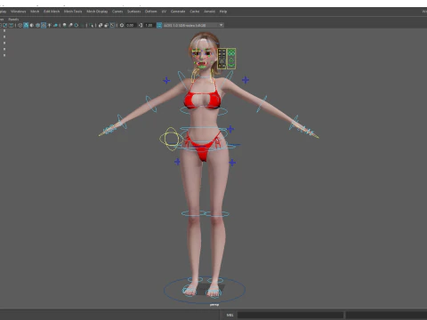Prestige Red hair stylized cartoon 3D Woman Rigged 3D Model