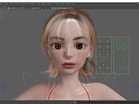 Prestige Red hair stylized cartoon 3D Woman Rigged 3D Model
