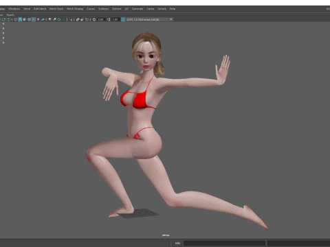 Prestige Red hair stylized cartoon 3D Woman Rigged 3D Model