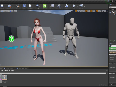 Prestige Red hair stylized cartoon 3D Woman Rigged 3D Model