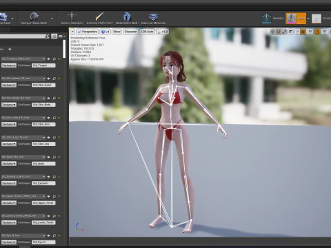 Prestige Red hair stylized cartoon 3D Woman Rigged 3D Model