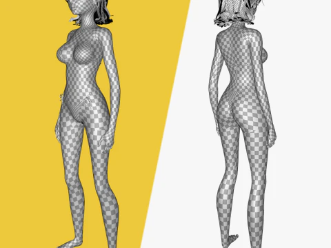 Prestige Red hair stylized cartoon 3D Woman Rigged 3D Model