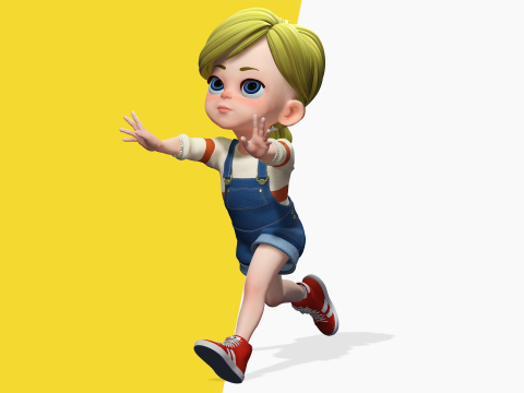 Sister Cartoon girl Rigged child 3D Model
