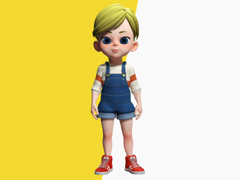 Sister Cartoon girl Rigged child 3D Model