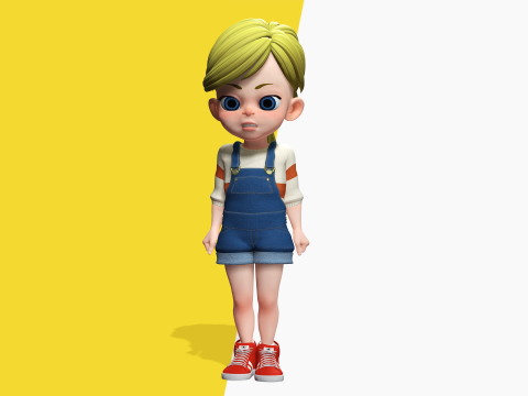 Sister Cartoon girl Rigged child 3D Model
