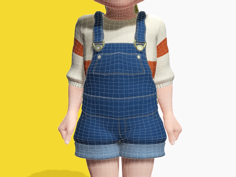 Sister Cartoon girl Rigged child 3D Model
