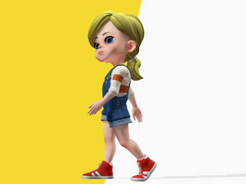 Sister Cartoon girl Rigged child 3D Model