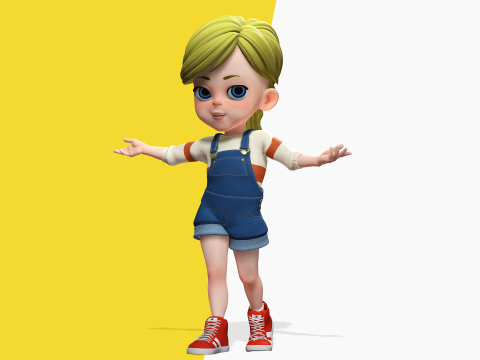 Sister Cartoon girl Rigged child 3D Model