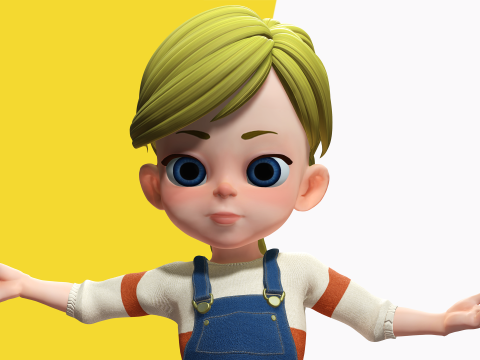 Sister Cartoon girl Rigged child 3D Model