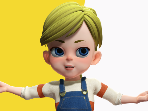 Sister Cartoon girl Rigged child 3D Model