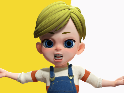 Sister Cartoon girl Rigged child 3D Model