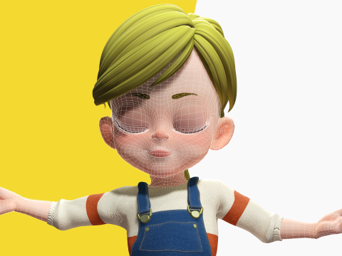 Sister Cartoon girl Rigged child 3D Model