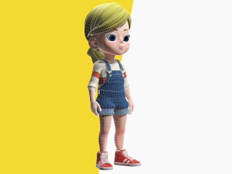Sister Cartoon girl Rigged child 3D Model