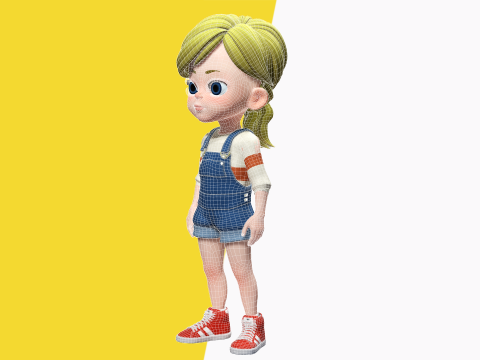 Sister Cartoon girl Rigged child 3D Model