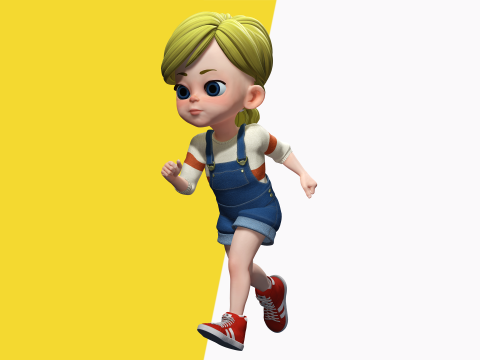 Sister Cartoon girl Rigged child 3D Model