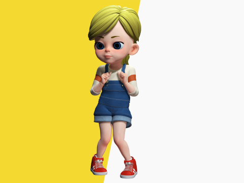 Sister Cartoon girl Rigged child 3D Model